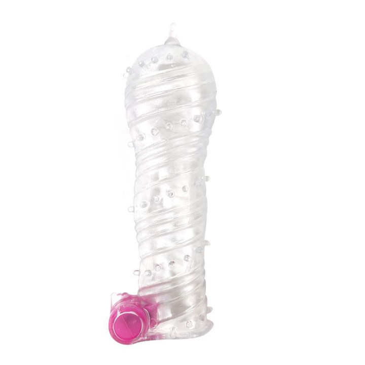 Funda para el Pene Texturizada con Bala Vibradora Transparente de A-Gusto | VibraZon