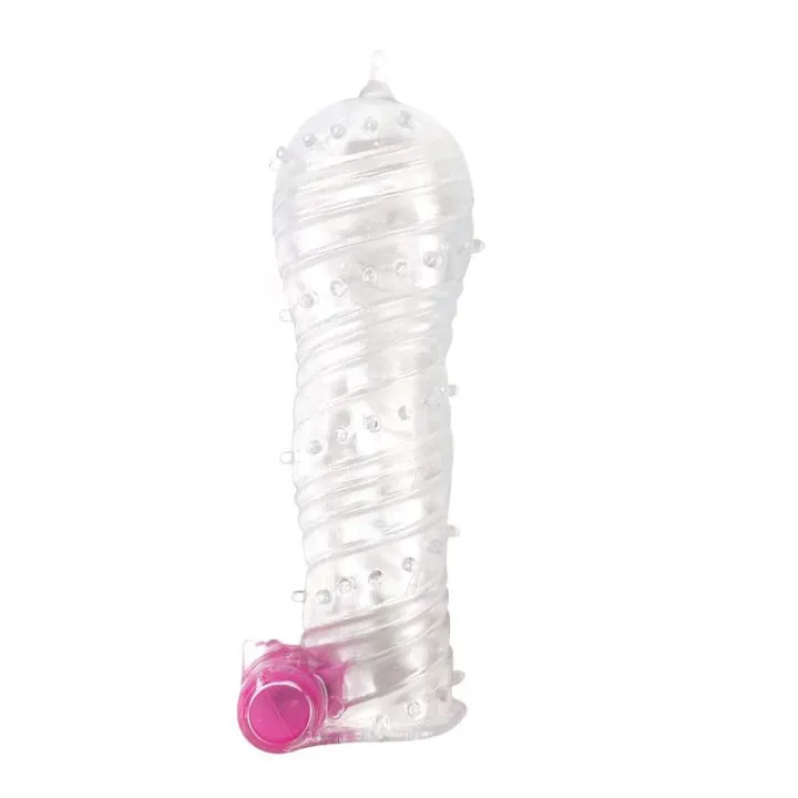 Funda para el Pene Texturizada con Bala Vibradora Transparente de A-Gusto