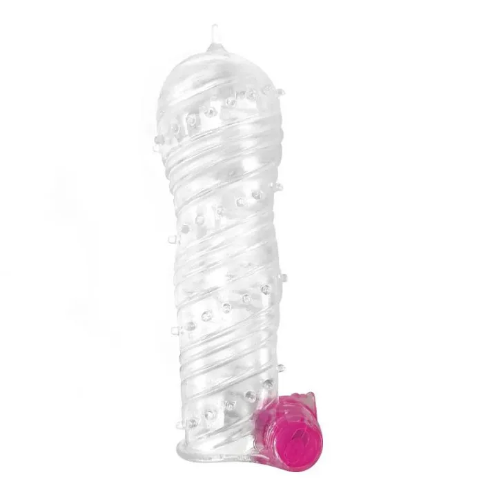 Funda para el Pene Texturizada con Bala Vibradora Transparente de A-Gusto