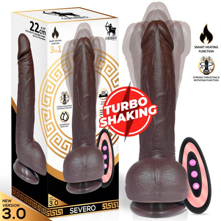 Severo Dildo Realista Turbo Shaking Thrusting, Rotación 360º Control Remoto Efecto Calor de Centauro | VibraZon