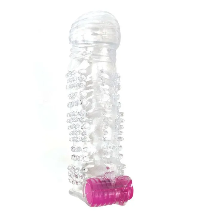 Funda para el Pene Texturizada con Bala Vibradora Transparente de A-Gusto