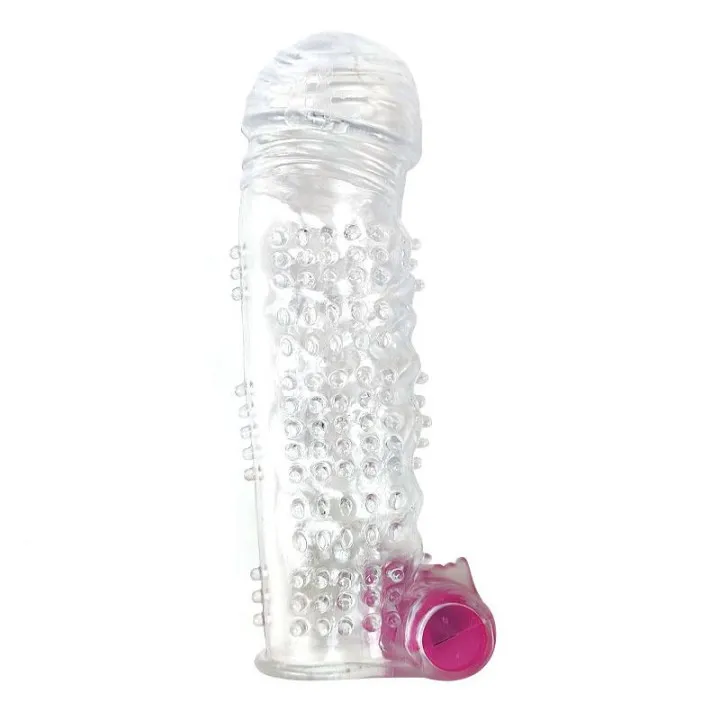 Funda para el Pene Texturizada con Bala Vibradora Transparente de A-Gusto