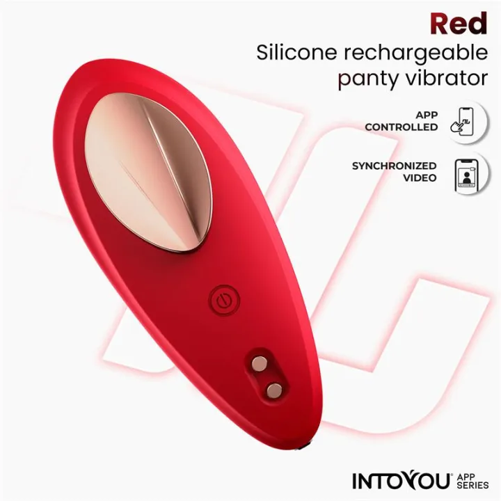 Vibrador de Braguita con APP Silicona Rojo de Intoyou App Series
