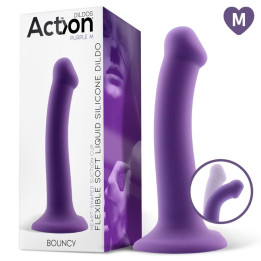 Bouncy Dildo Silicona Líquida Hiper Flexible 7 - 18 cm Talla M Púrpura de Action | VibraZon