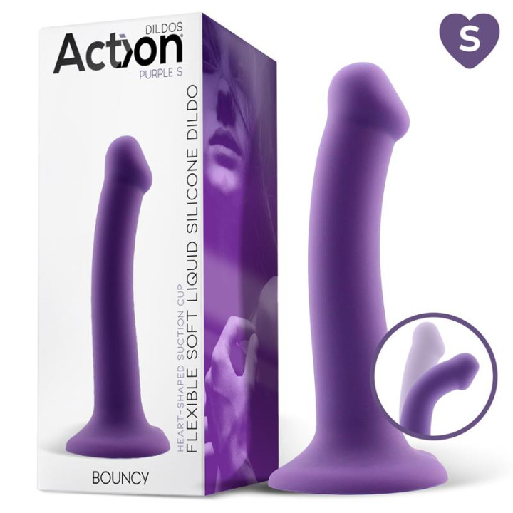 Bouncy Dildo Silicona Líquida Hiper Flexible 6.5 - 16.5 cm Talla S Púrpura de Action | VibraZon