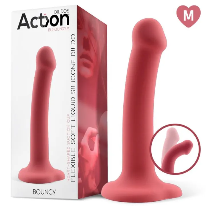 Bouncy Dildo Silicona Líquida Hiper Flexible 7 - 18 cm Talla M Burgundy de Action