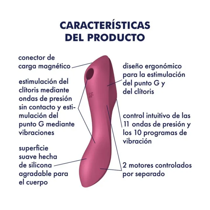 Curvy Trinity 3 Vibrador y Succionador Triple Estimulación USB Rojo de Satisfyer