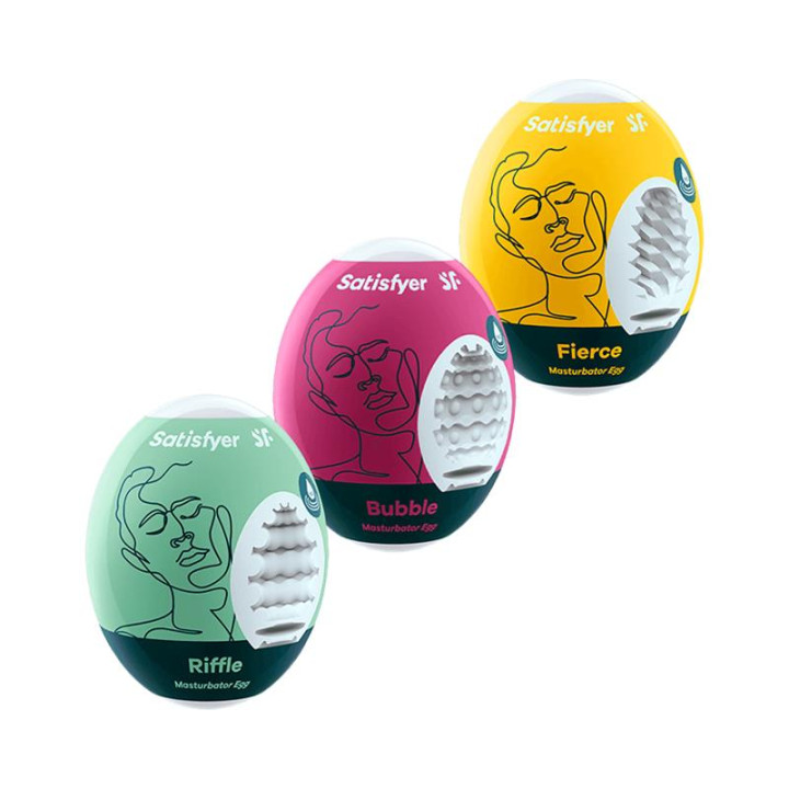 Set 3 Huevos Masturbador Riffle, Bubble y Fierce de Satisfyer | VibraZon