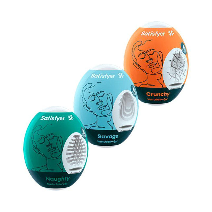 Set 3 Huevos Masturbadores Naughty, Savage y Crunch de Satisfyer | VibraZon