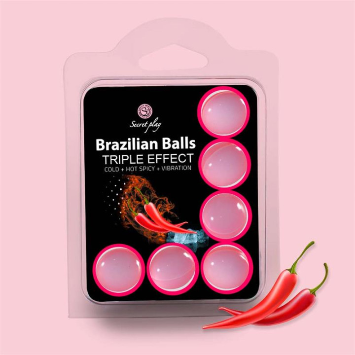 Set 6 Brazilian Balls Triple Efecto (Calor, Frio y Vibración) de Secret Play | VibraZon