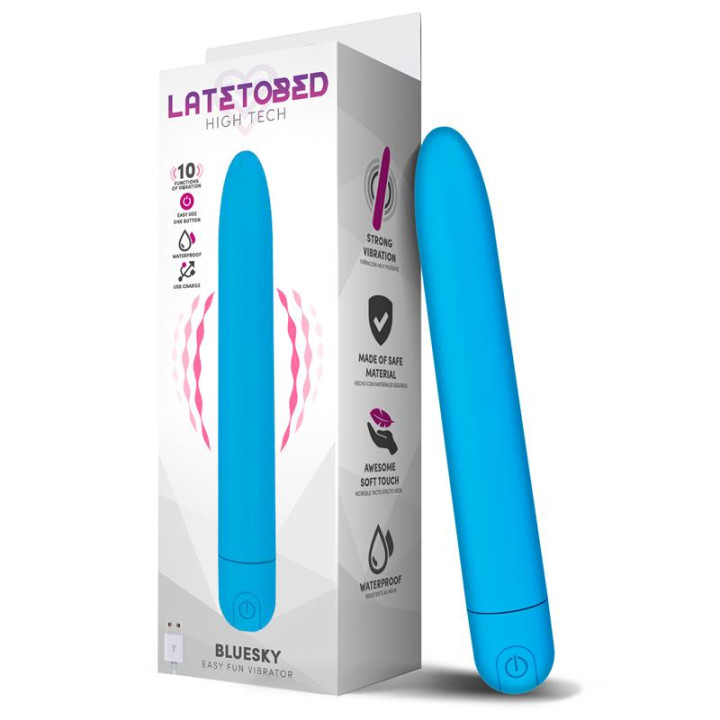 Bluesky Vibrador 10 Funciones 18,5 cm USB Azul Mate de Latetobed | VibraZon