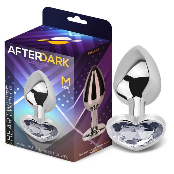 Plug Anal con Joya de Corazón Blanco Talla M de Afterdark | VibraZon