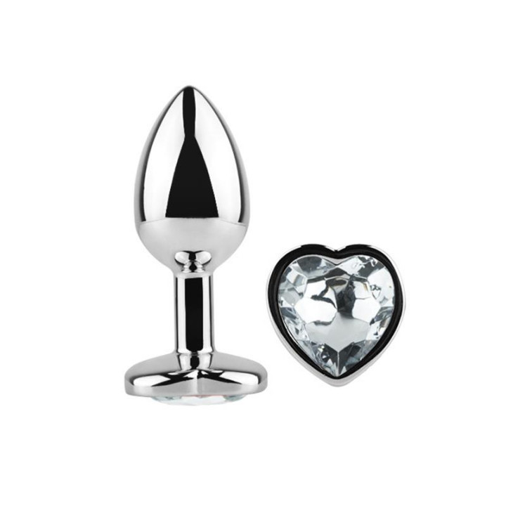 Plug Anal con Joya de Corazón Blanco Talla M de Afterdark | VibraZon