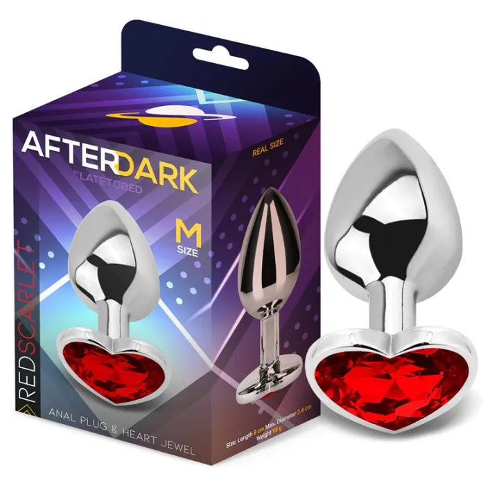 Plug Anal con Joya de Corazón Red Scarlet Talla M de Afterdark
