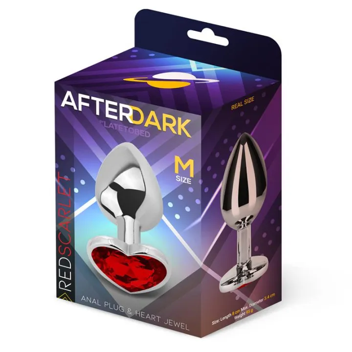 Plug Anal con Joya de Corazón Red Scarlet Talla M de Afterdark