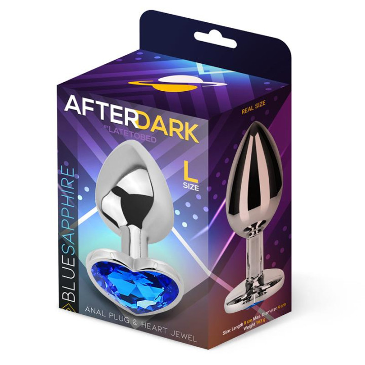 Plug Anal con Joya de Corazón Blue Sapphire Talla L de Afterdark | VibraZon