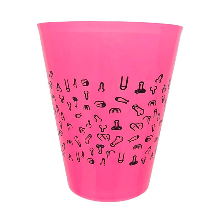 Vaso Plástico Diseño Penes Fuscia 500ml de Diverty Sex | VibraZon