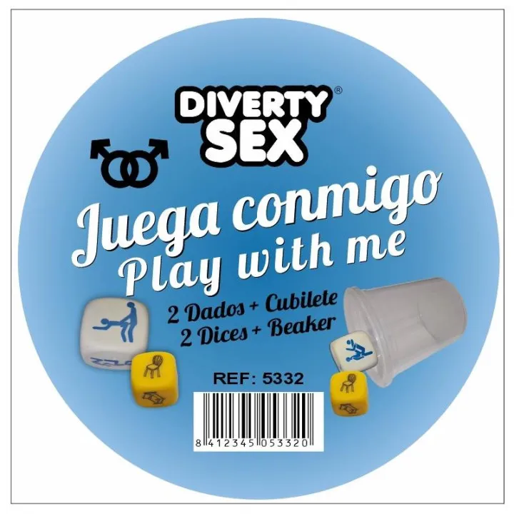 Cubilete con 2 Dados Chicos Posturas y Lugar de Diverty Sex