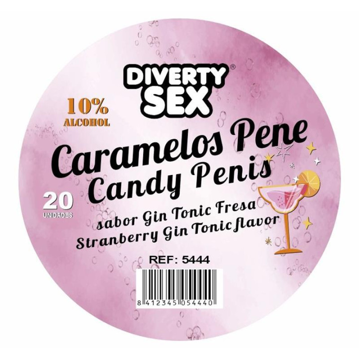 20 Caramelos Forma de Pene Sabor Gin Tonic de Diverty Sex | VibraZon