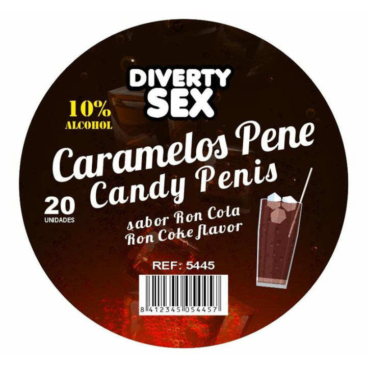 20 Caramelos Forma de Pene Sabor Ron Cola de Diverty Sex | VibraZon