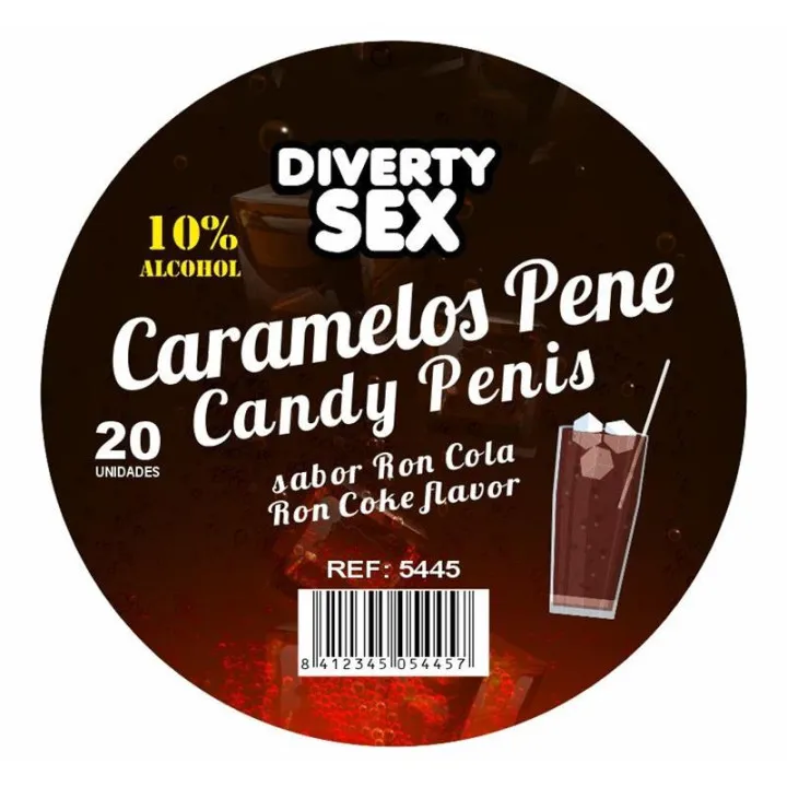 20 Caramelos Forma de Pene Sabor Ron Cola de Diverty Sex