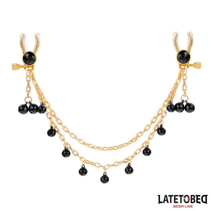 Pinzas para Pezones con Cadena y Cascabeles de Latetobed Bdsm Line