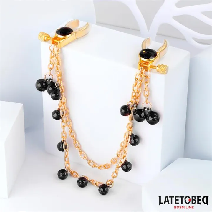 Pinzas para Pezones con Cadena y Cascabeles de Latetobed Bdsm Line