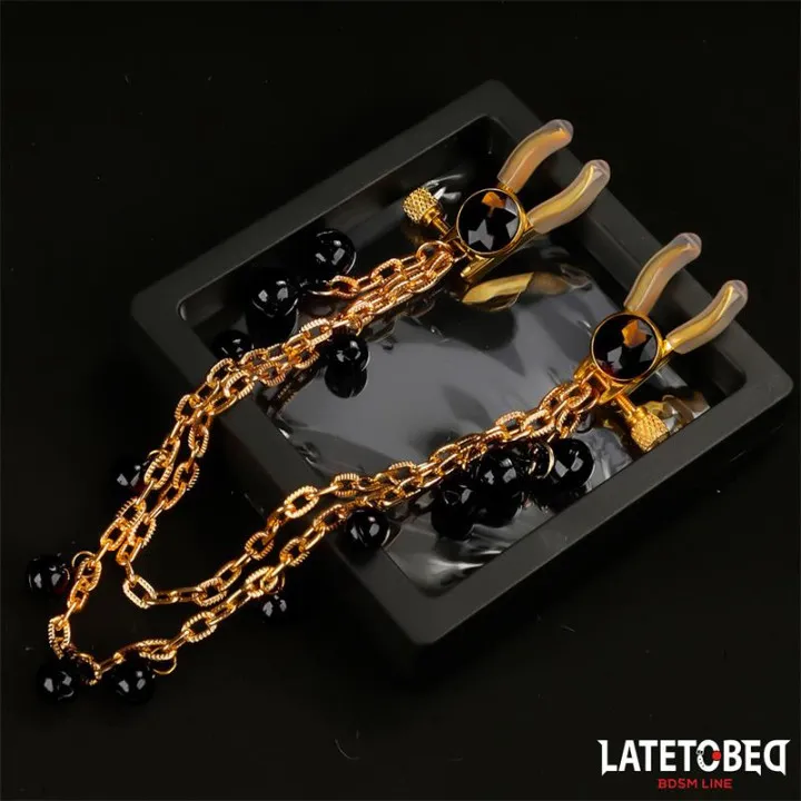 Pinzas para Pezones con Cadena y Cascabeles de Latetobed Bdsm Line