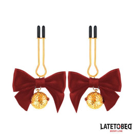Pinzas para Pezones con Lazos Rojos de Latetobed Bdsm Line | VibraZon
