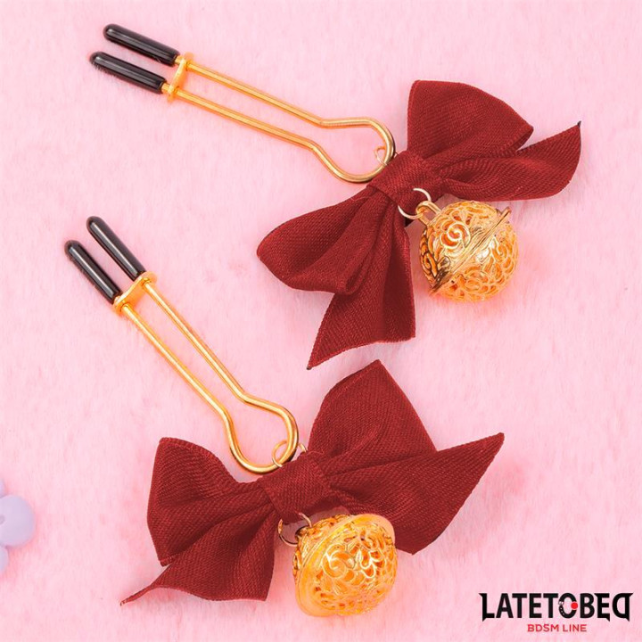 Pinzas para Pezones con Lazos Rojos de Latetobed Bdsm Line | VibraZon