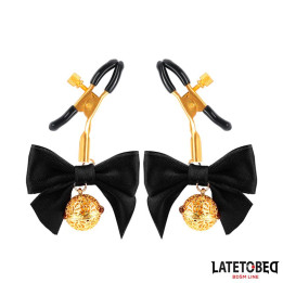 Pinzas para Pezones con Lazo Negro de Latetobed Bdsm Line | VibraZon