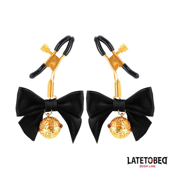 Pinzas para Pezones con Lazo Negro de Latetobed Bdsm Line | VibraZon