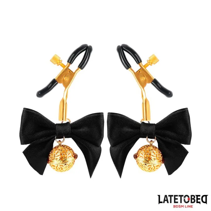 Pinzas para Pezones con Lazo Negro de Latetobed Bdsm Line