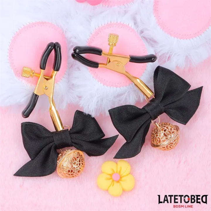 Pinzas para Pezones con Lazo Negro de Latetobed Bdsm Line