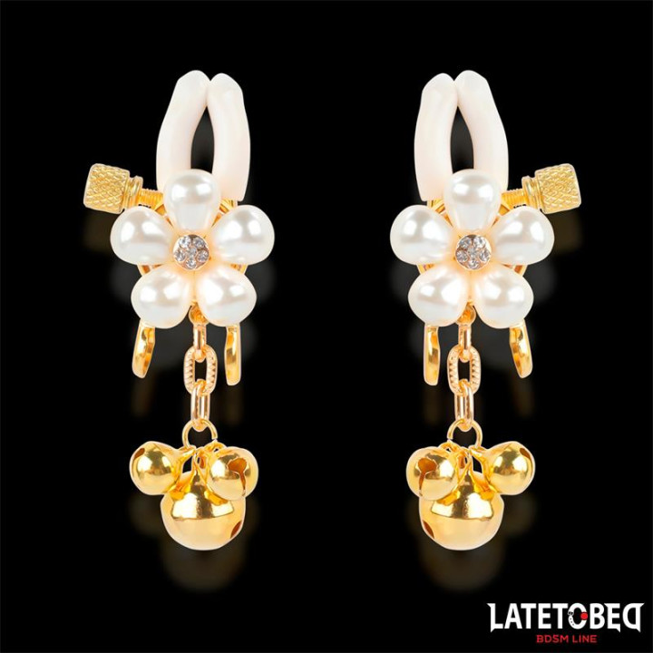 Pinzas para Pezones con Flor de Perlas de Latetobed Bdsm Line | VibraZon