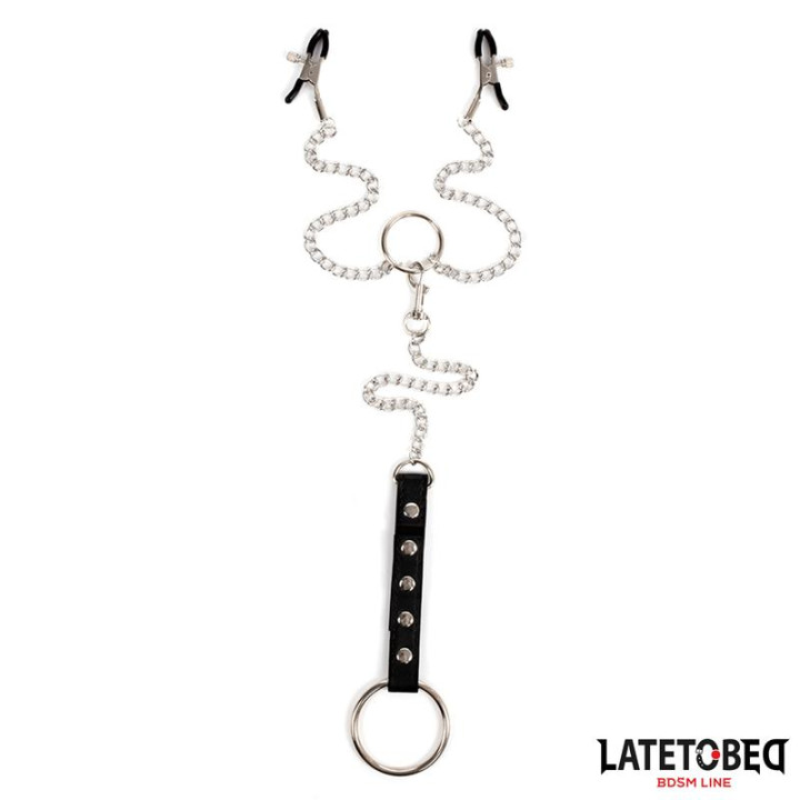 Pinzas para Pezones con Anillo para el Pene de Latetobed Bdsm Line | VibraZon