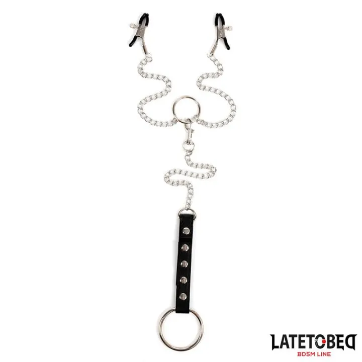 Pinzas para Pezones con Anillo para el Pene de Latetobed Bdsm Line