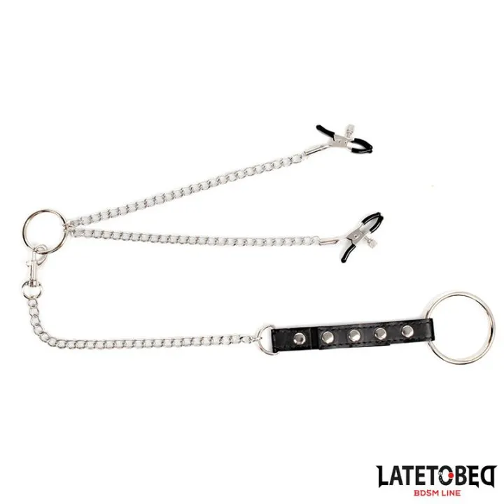 Pinzas para Pezones con Anillo para el Pene de Latetobed Bdsm Line