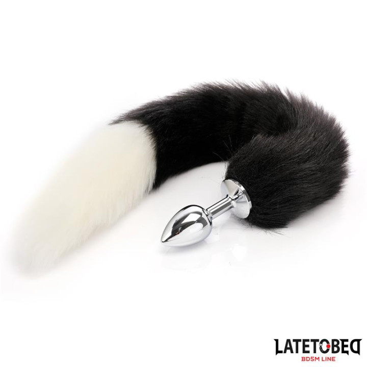 Plug Anal con Cola Blanco y Negro 40 cm de Latetobed Bdsm Line | VibraZon