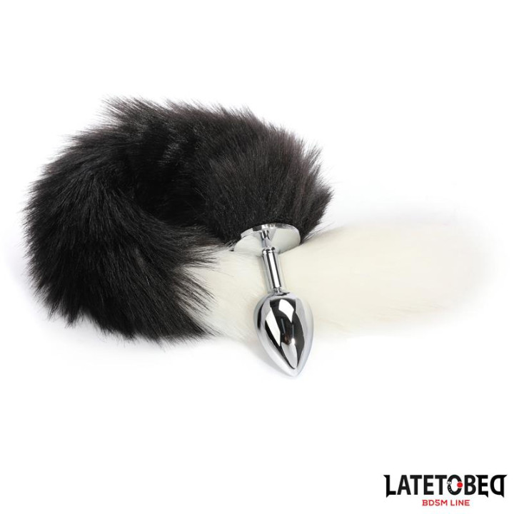 Plug Anal con Cola Blanco y Negro 40 cm de Latetobed Bdsm Line | VibraZon
