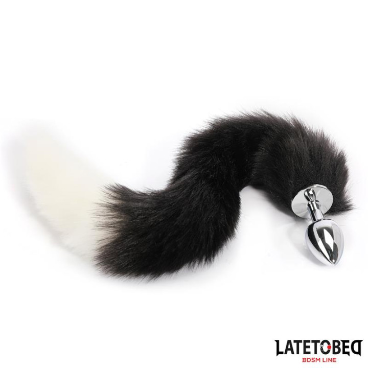 Plug Anal con Cola Blanco y Negro 40 cm de Latetobed Bdsm Line | VibraZon