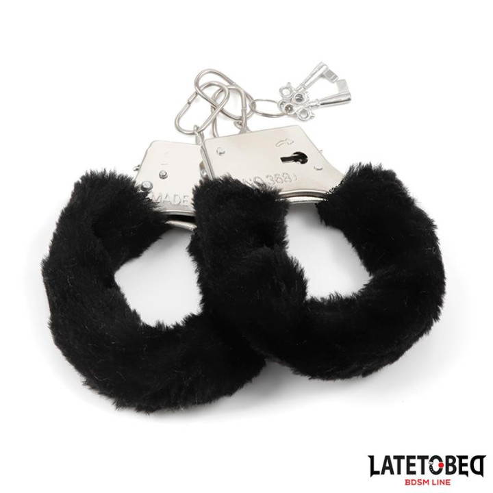 Esposas de Metal Furry con Pelo Negro de Latetobed Bdsm Line | VibraZon