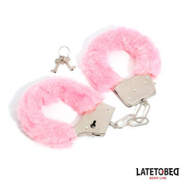 Esposas de Metal Furry con Pelo Rosa de Latetobed Bdsm Line | VibraZon