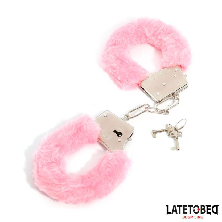 Esposas de Metal Furry con Pelo Rosa de Latetobed Bdsm Line | VibraZon