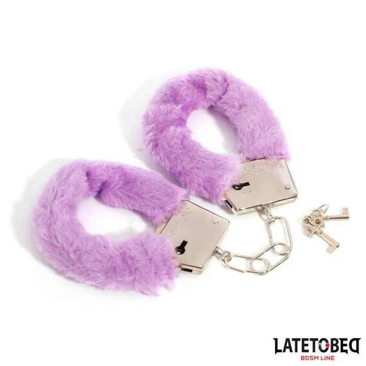 Esposas de Metal Furry de Pelo Púrpura de Latetobed Bdsm Line