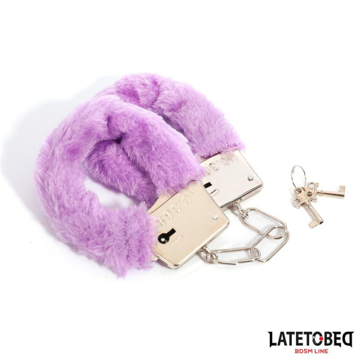 Esposas de Metal Furry de Pelo Púrpura de Latetobed Bdsm Line | VibraZon