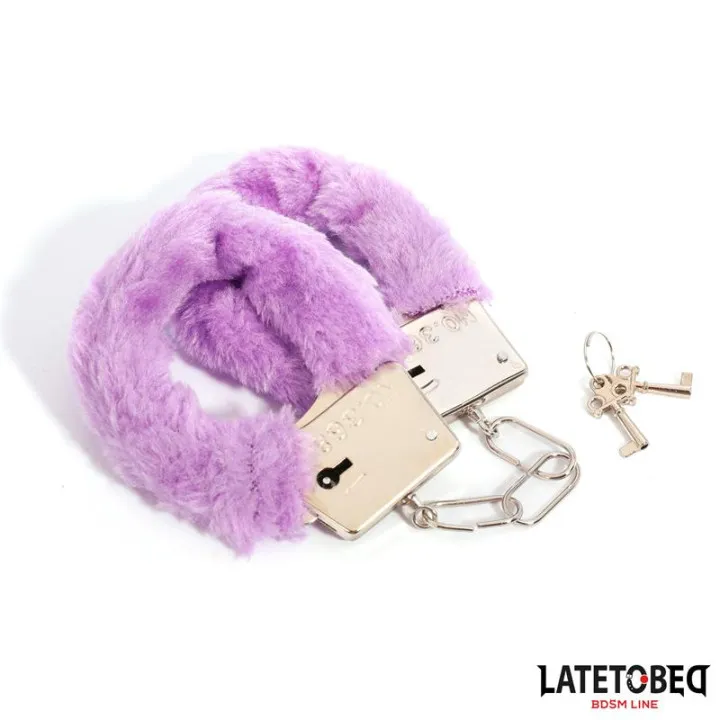 Esposas de Metal Furry de Pelo Púrpura de Latetobed Bdsm Line