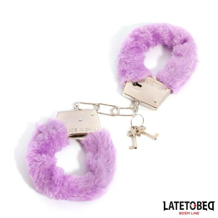 Esposas de Metal Furry de Pelo Púrpura de Latetobed Bdsm Line