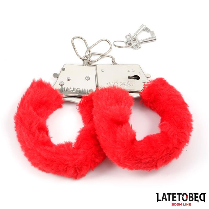 Esposas de Metal Furry con Pelo Rojo de Latetobed Bdsm Line | VibraZon