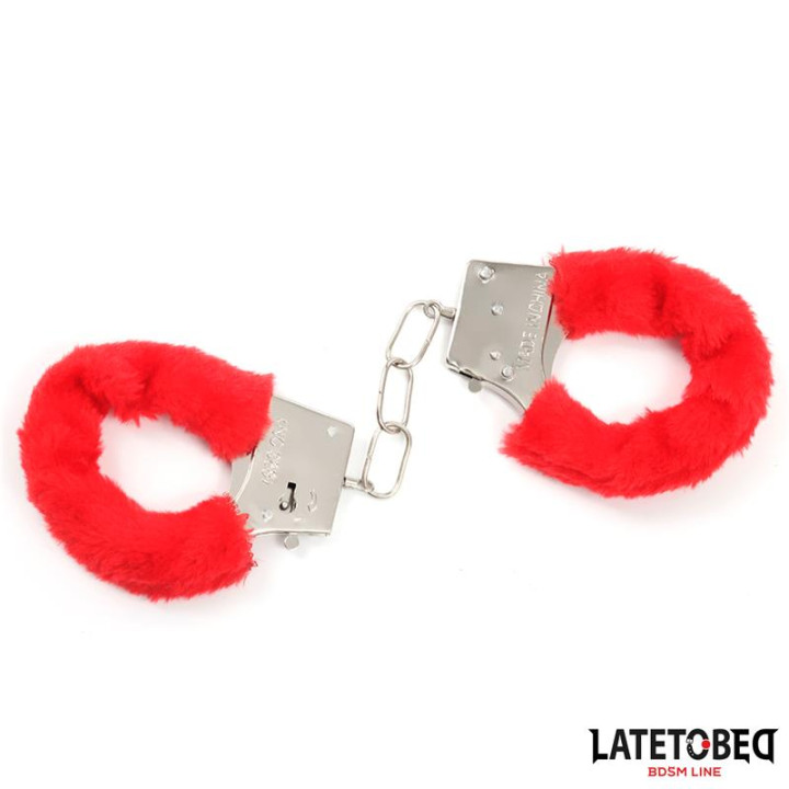 Esposas de Metal Furry con Pelo Rojo de Latetobed Bdsm Line | VibraZon